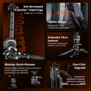 Monopié <span class=keywords><strong>COMAN</strong></span> Serie M1 con Elevación de un Clic, Trípode de Viaje de Fibra de Carbono, Placa de Liberación Rápida, Soporte para Cámara DSLR, Embalaje Incluido - Product Image 2
