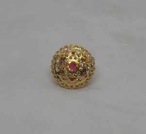 Exquisite Round Pink Crystal <b>Ring</b> Gold Plated Floral Halo <b>Cubic</b> <b>Zirconia</b> Statement <b>Ring</b> Ethnic Fashion Wholesale Jewelry - Product Image 1