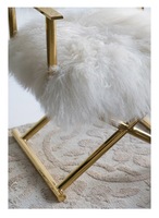 Nouvelle chaise de réalisateur en acier inoxydable doré nordique, rembourrée en peluche blanche, à poils longs