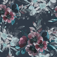 Tela Crepé Koshibo de Poliéster Hutterite de 130 g/m², Estampado Digital Personalizado, 10 Metros, Diseño Floral de Cerezas Rojas, para Vestidos