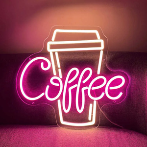 Dropshipping No MOQ Custom Business <b>Logo</b> LED Neon Light Sign Acrylic Transparent Base <b>Wall</b> Lighted Board for Cafe Shop Bar - Product Image 1