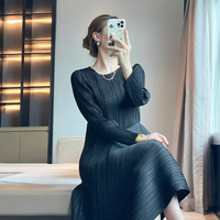 Robe longue décontractée simple à manches bouffantes de couleur unie plissée, taille naturelle respirante, taille XL pour femmes