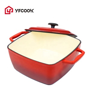 Juego de <span class=keywords><strong>ollas</strong></span> y sartenes antiadherentes, utensilios de cocina de hierro fundido, esmalte rojo, 6 piezas, buena calidad, venta directa de fábrica - Product Image 5
