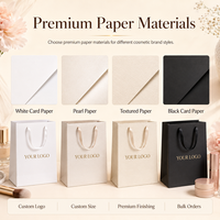 Sacs en papier carton ivoire de luxe avec couvercle à rabat renforcé en feuille d'or et papier de soie personnalisé pour emballage cadeau de produits de soin