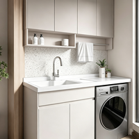 Ensembles de meubles de salle de bain de luxe en bois avec armoire de buanderie et lavabo intégré pour projets hôteliers, usine OEM ODM