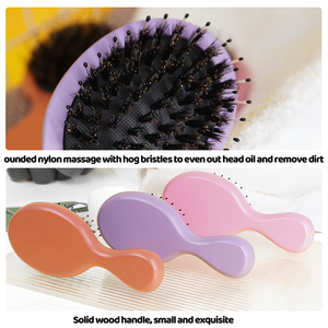 Peine de madera antiestático, rizador de pelo, masaje del cuero cabelludo, Mini peine portátil de moda para mujeres, barba con cepillo de cerdas - Product Image 3