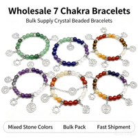 Bracelet extensible en pierres naturelles 7 Chakras avec breloques Chakra pour la guérison – Vente en gros