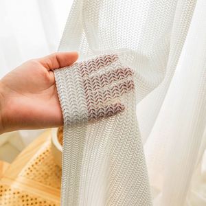 Paravent de fenêtre en gaze d'os de poisson, cloison en tissu épaissi, rideaux transparents nordiques, vente en gros - Product Image 1