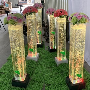 Decoraciones de pasillo de boda romántica Led que cambia de color fuente de agua de baile burbuja <span class=keywords><strong>flores</strong></span> columna lámpara decoración de luz - Product Image 4