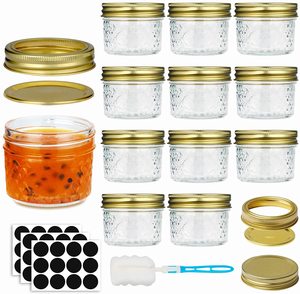 4 oz 8 oz 12 oz Food Storage Mason Jelly Jam Canning Jars With Metal Lid