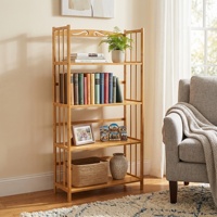 Estantería de Bambú de 4 Niveles, Moderna y Autoportante, para Sala de Estar y Dormitorio, para Jardineros de Interior