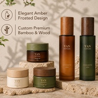 YAN Packaging – Flacon pompe en verre ambré dépoli de haute qualité, vide, 30g, 50g, 100ml, pour lotion, et pot de crème de nuit avec bouchon en bambou