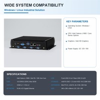 Intel CPU Fanless Industrial PC Small Computer SSD+HDD HD VGA 2*RJ45 LAN COM*6 Industrial Fanless Mini Pc
