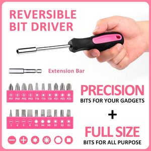 Ensemble d'outils à main pour la maison, 40 pièces, rose, en acier au carbone, avec boîte de rangement en plastique, support OEM personnalisé - Product Image 4