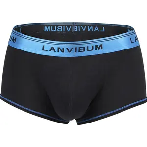 Cueca masculina de algodão, confortável, respirável, macia, cintura, boxers