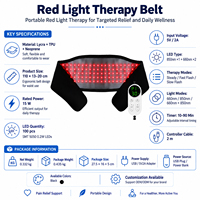 Alat Kecantikan QNL untuk Penggunaan di Rumah, Sabuk Terapi Cahaya Merah 100 LED 660nm 850nm, Pembalut Fototerapi Bertenaga USB dengan Timer 3 Mode