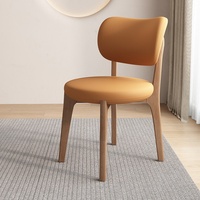 Chaise de salle à manger en bois massif style Wabi-Sabi avec coussin en cuir souple, design moderne pour la maison, les hôtels et les restaurants