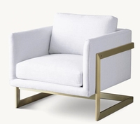 Fauteuil moderne en cuir et tissu personnalisable base en acier inoxydable luxe intérieur meubles de maison salon villa chaise de loisirs