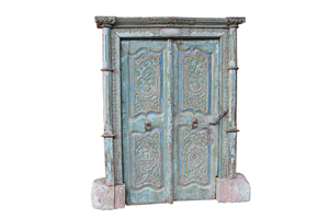 Artisanat Haswani, porte en bois massif sculptée à la main de luxe avec cadre, design vintage et historique - Product Image 2