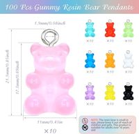 Pendentif Oursons Gommeux en Résine, Breloques Bonbons Colorées, Porte-clés Dessins Animés, Breloques de Collier, Accessoires Mignons pour Bracelets pour Enfants, Artisanat DIY