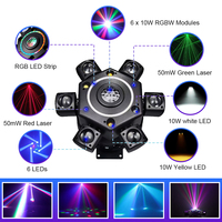 Projecteur de scène mobile à 6 bras LED RGBW, faisceau laser DMX512, effet wash, activé par le son, pour discothèque, club, fête, mariage, DJ, éclairage de boîte de nuit