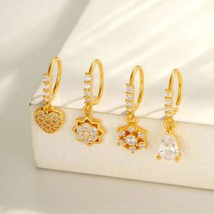 Anelli per il Naso Placcati in Oro Hengsen, Ipoallergenici, Impermeabili, con Pendente Staccabile in Zirconia Cubica, <span class=keywords><strong>Gioielli</strong></span> per Piercing al Naso - Product Image 5