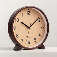 Jam Meja Kayu Gaya Minimalis Modern Jam Quartz Senyap 8/10 Inci, Jam Dekorasi Meja untuk Kamar Tidur dan Ruang Tamu