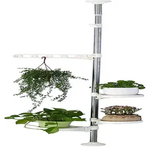 4 조정 가능한 식물 장력 기둥 꽃 디스플레이 스탠드 정원 창턱 카운터 탑 용 스프링 장착 꽃 걸이 랙