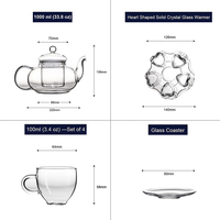 Théière Borosilicate en Verre Transparent avec Infuseur et Réchaud – Ensemble de Tasses à Thé pour Thé en Fleurs, Vente en Gros