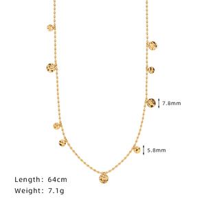 Collar Largo de Acero Inoxidable con Lentejuelas Brillantes y Monedas Chapadas en Oro Vintage, Joyería Wecfly en Stock para Mujer - Product Image 2