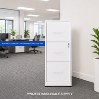 Archivador Vertical de Acero con 3 Cajones, Color Blanco, Mueble de Oficina con Cerradura, Gabinete para Archivos de Oficina