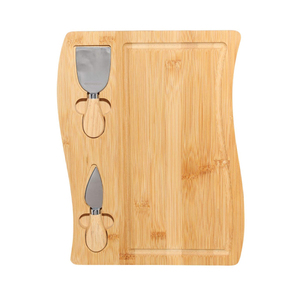 ZB Custom Wavy Bamboo Cheese Serving and Cutting Board Set Wood Plate Board for Kitchen for Chopping Food Serving - Product Image 4