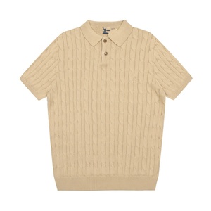 Camiseta de Algodón Transpirable para Hombre, Modelo SS25, Color Sólido para Bordado, Suéter de Punto Trenzado de Manga Corta - Product Image 3