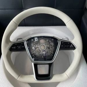Volant personnalisé en cuir véritable blanc pour <span class=keywords><strong>Audi</strong></span> A5 A6 C6 C7 A7 <span class=keywords><strong>R8</strong></span> RS RS3 RS4 RS5 Q3 Q5 Q7 TT A3 A4 B8 S3 S4 S5 B9 RS6 RS7 - Product Image 6