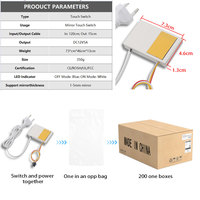 Interrupteur tactile intelligent 12V 1A 12W IP24 intégré à bouton unique avec variateur de luminosité pour miroirs de salle de bain à une ou trois couleurs