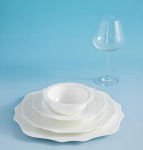 Custom Logo Scalloped Flower Square White Porcelain Tableware Set Custom Pattern <b>Ceramic</b> <b>Plates</b> Bowl Sets For Wedding Hotel - Product Image 2