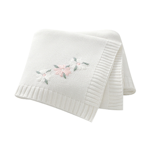 Coperta <span class=keywords><strong>per</strong></span> Neonati Mimixiong Personalizzata con Ricamo Floreale, Coperta in Cotone Lavorato a Maglia con <span class=keywords><strong>Nome</strong></span> Personalizzato, Regalo <span class=keywords><strong>per</strong></span> Neonati e Bambini - Product Image 4