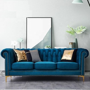 <span class=keywords><strong>Canapé</strong></span> <span class=keywords><strong>Chesterfield</strong></span> <span class=keywords><strong>convertible</strong></span> carré moderne en tissu avec pieds en bois, trois places, pour salon et chambre à coucher - Product Image 3