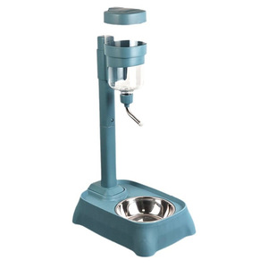 Dispensador automático de agua para mascotas con tazón de acero inoxidable y tazón de cerámica para gatos y perros en verde oliva y azul lago - Product Image 5