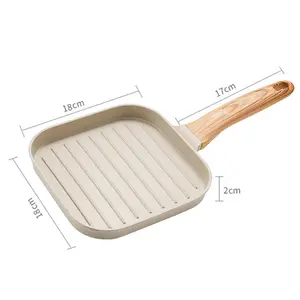 Cast Iron Forged Non-Stick Aluminum Wok Pan with Granite Coating for Egg Beef & Steak Breakfast Frying Induction Bottom Cooking