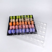 Boîte de présentation en plastique pour macarons, biscuits, baklavas, avec 40 trous, plateau en PET avec fond noir et couvercle transparent