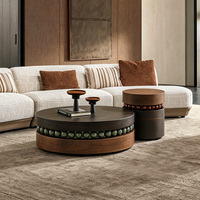 2026 Vintage Luxuriöser Holz-Couchtisch Kreatives Rundes Wohnzimmer-Couchtisch-Set Hochwertiger Neuester Designer-Beistelltisch