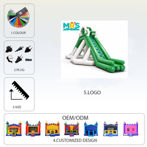 Tobogán Acuático Inflable Verde con Soporte Triangular <span class=keywords><strong>de</strong></span> PVC, Tobogán Acuático <span class=keywords><strong>de</strong></span> Una Sola Vía para Niños, <span class=keywords><strong>Parque</strong></span> Acuático, Diversión al Aire Libre, Alquiler para Negocios - Product Image 4