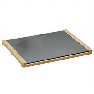 KESPER Serving Platter <b>Slate</b> With Bamboo Frame Rectangular For Food Presentation - Product Image 2