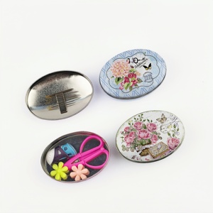 <span class=keywords><strong>Mini</strong></span> Hoa Thiết Kế May Kit Hình Bầu Dục Từ Trường Hợp Thimble Threadreader Nhỏ Kéo Bền Xách Tay Du Lịch May Công Cụ Cho - Product Image 1