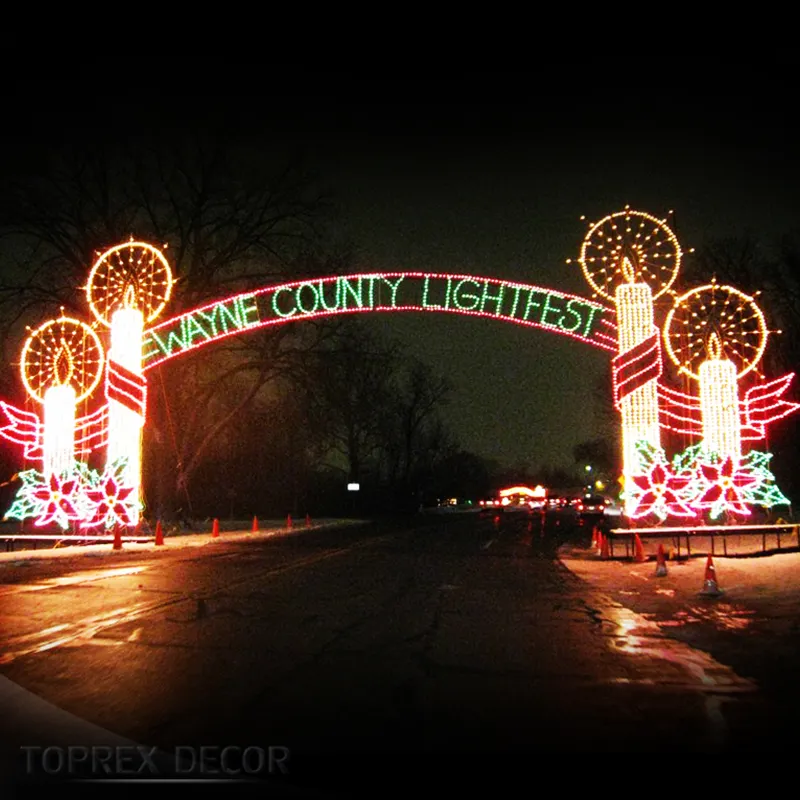 Dekorasi Lengkungan Natal Taman Lampu LED Logam