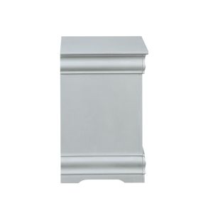 Louis Philippe III Platinum Finish Nightstand 24x22x16 Inches Two Drawer Storage <b>Side</b> <b>Table</b> - Product Image 5