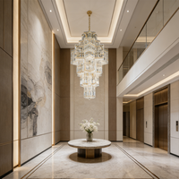 Lustre moderne pour escalier, lustres en cristal pour villa, lustre de plafond de luxe, long lustre suspendu, lustre de luxe pour hall d'entrée
