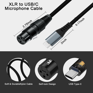 Factory Wholesale USBC Male to <strong>3</strong> Pin XLR Female Microphone Cable Adapter <strong>Computer</strong> XLR to Type C Audio <strong>Data</strong> Cable - Product Image 3