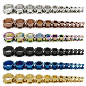 Accesorio Corporal de Moda Hip Hop Expansor de Oreja de Acero Inoxidable con Fondo Plano Polea Auricular Roscado Hueco Dilatador de Lóbulo - Product Image 1